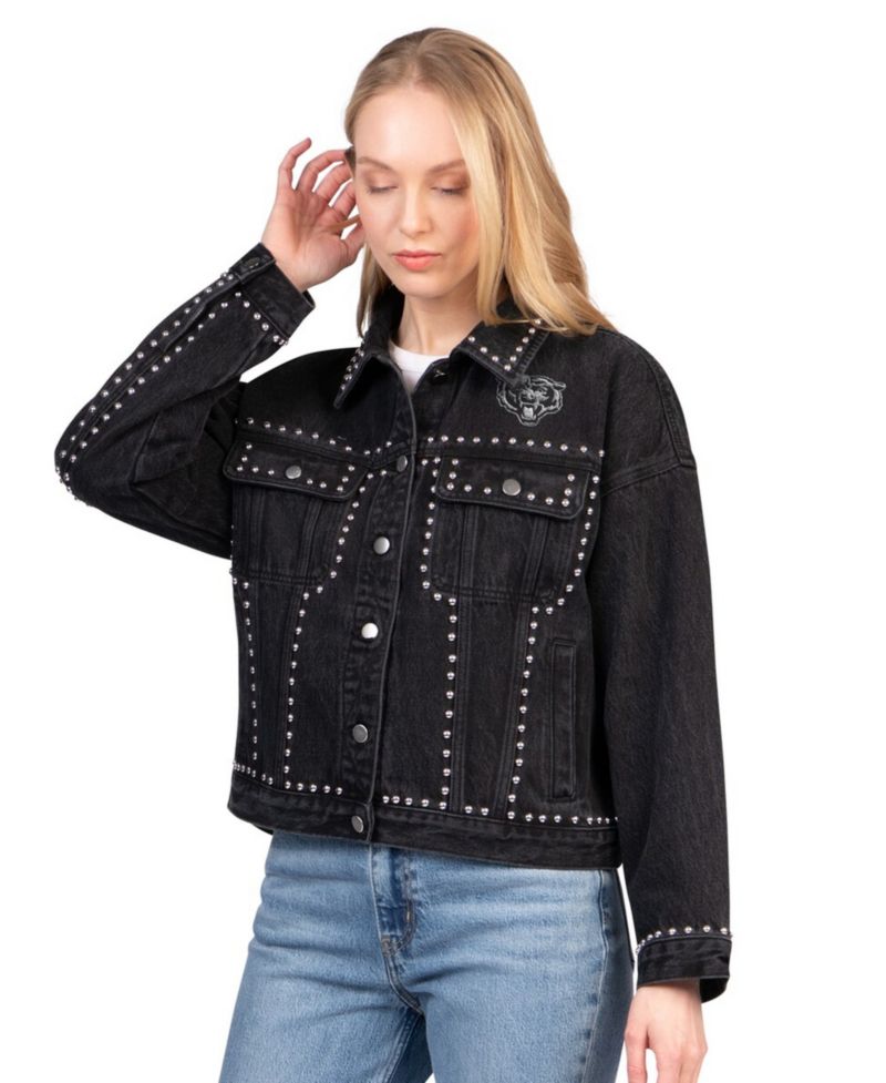Women's Black Chicago Bears Pit Stop Crew II Full-Button Denim Jacket