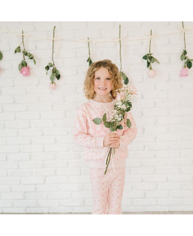 Little Girls Pink Rose Flare Legging