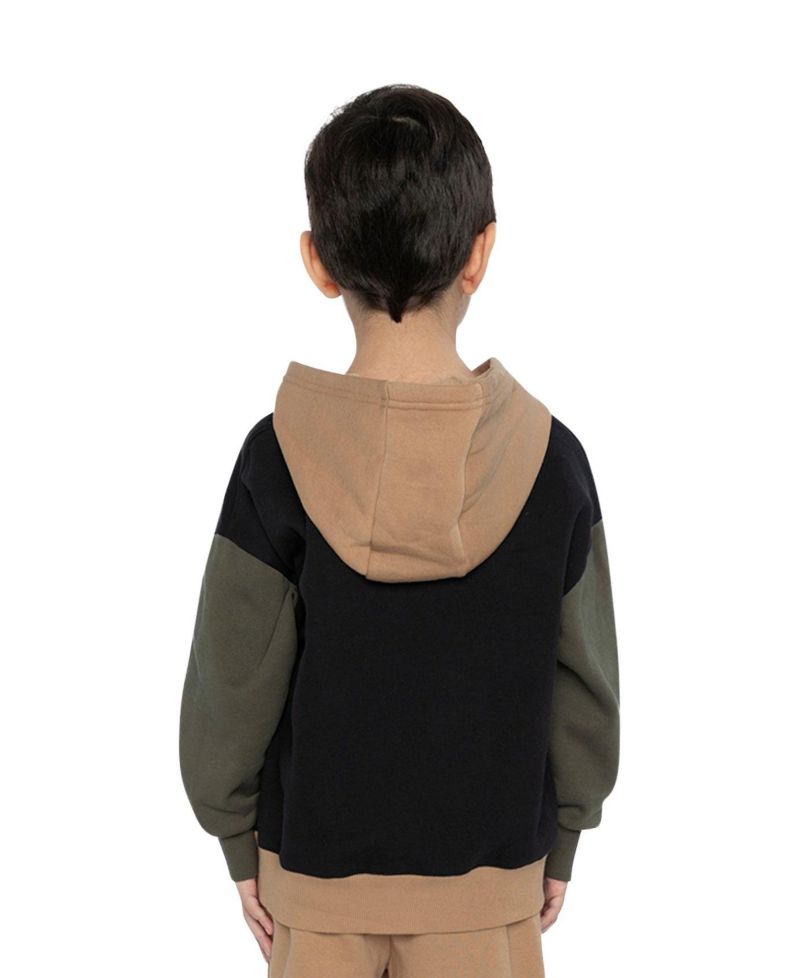 Little Boys Hooded Color block Fleece Cardigan