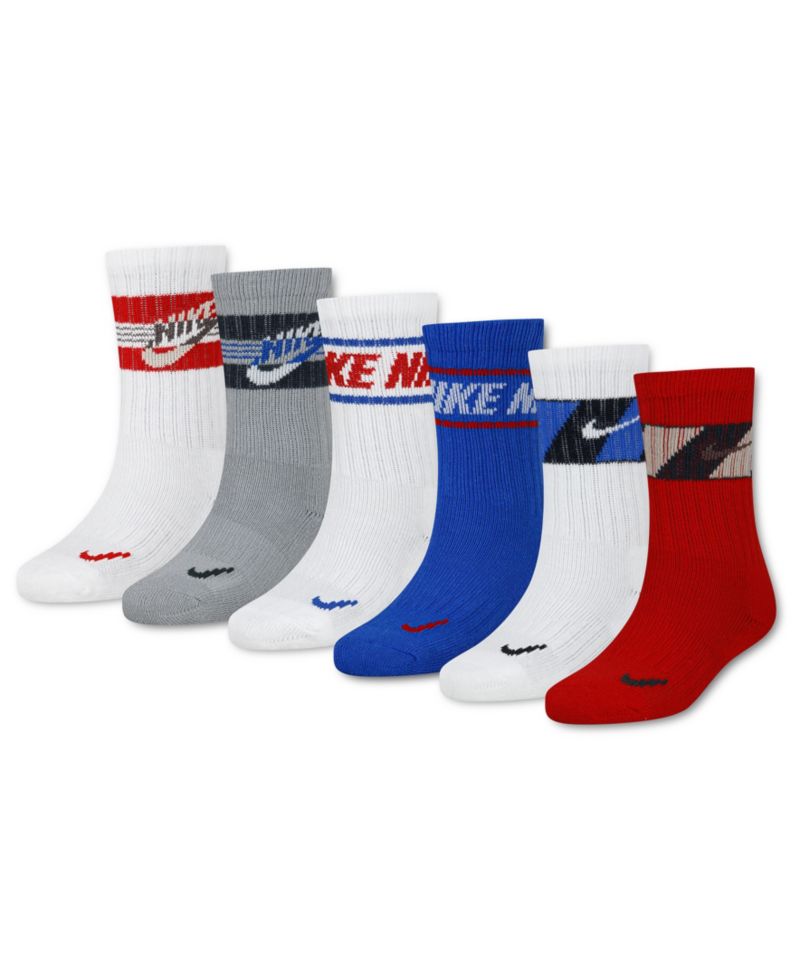 Boys' and Girls' 7-11 Dri-FIT Sport Graphics Crew Socks, 6-Pack