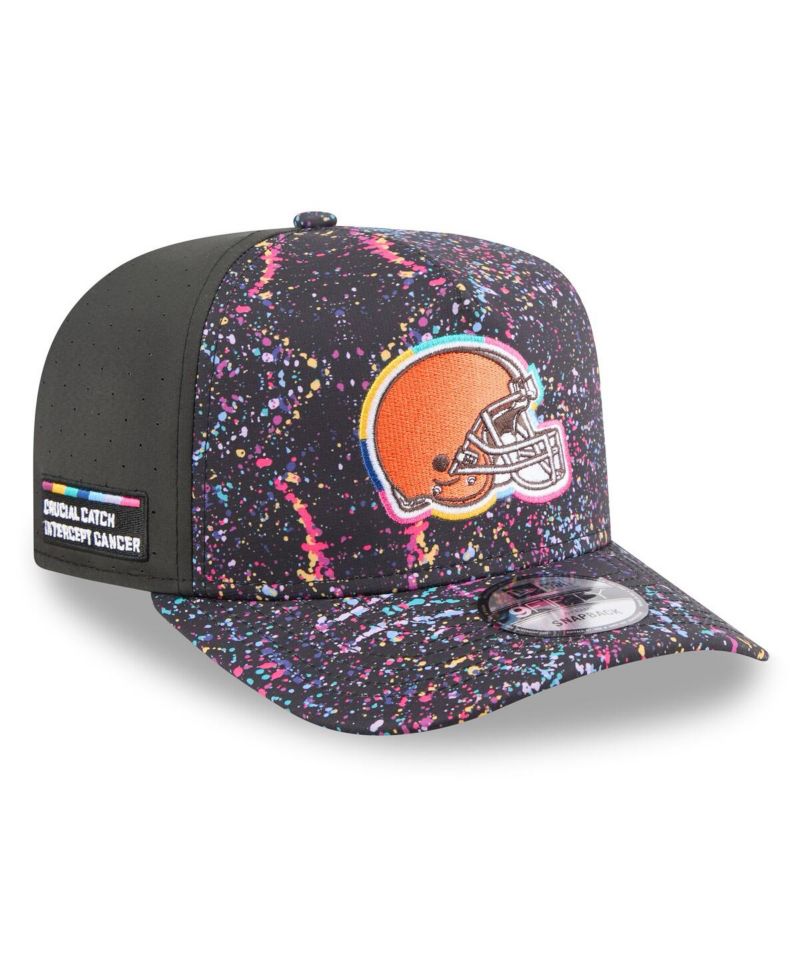 Men's Black Cleveland Browns 2025 NFL Crucial Catch A-Frame 9FIFTY Snapback Hat