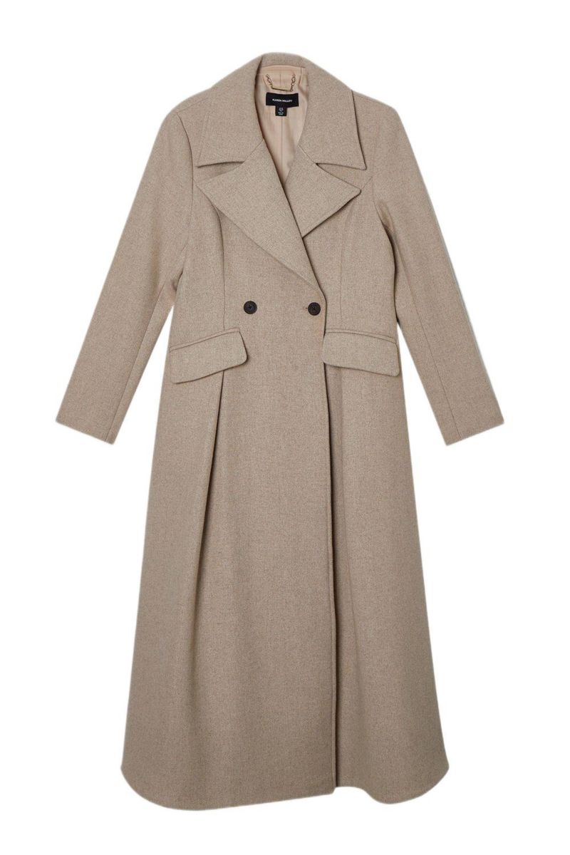 Women's Wool Tailored Flared Skirt Midi Coat
