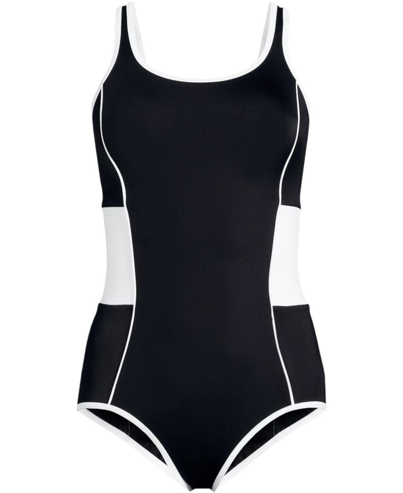 Women's Tugless Scoop Neck Colorblock Low Leg One Piece