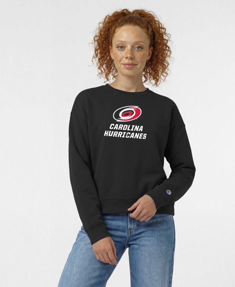 Women's Black Carolina Hurricanes Wordmark Lockup Powerblend Sweatshirt