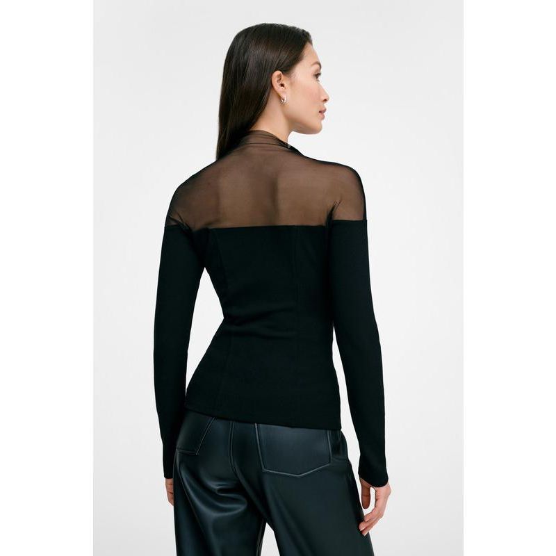 Women's Joanna Mesh Off-Shoulder Long-Sleeve Fitted Top