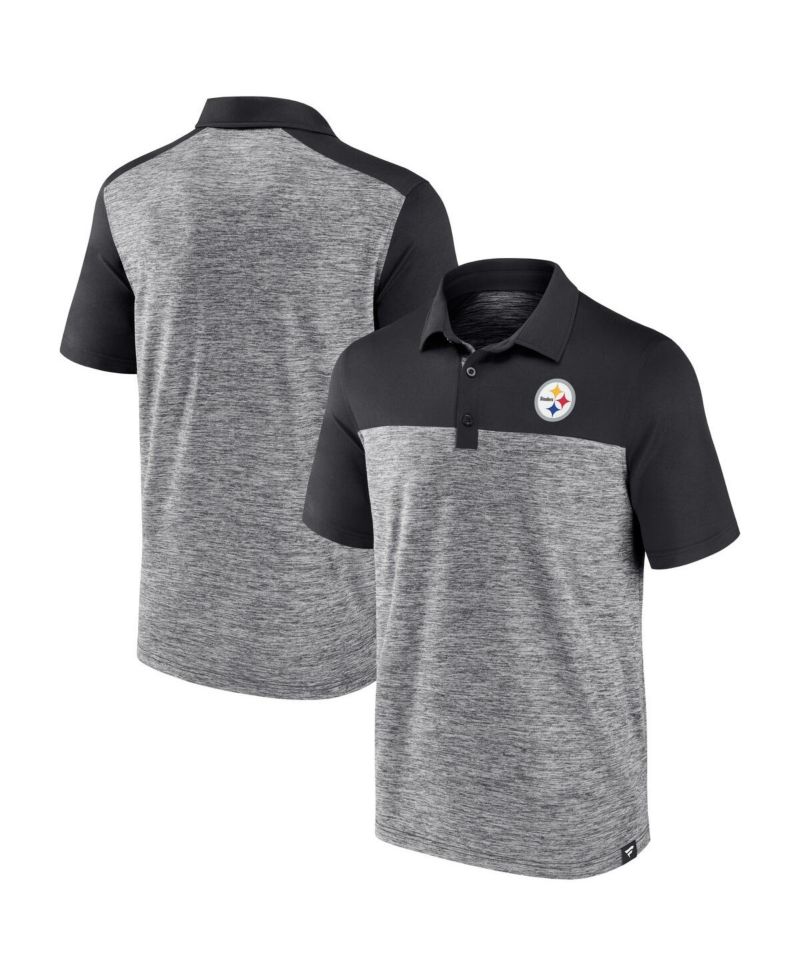 Men's Heather Charcoal Pittsburgh Steelers Clutch Polo Shirt