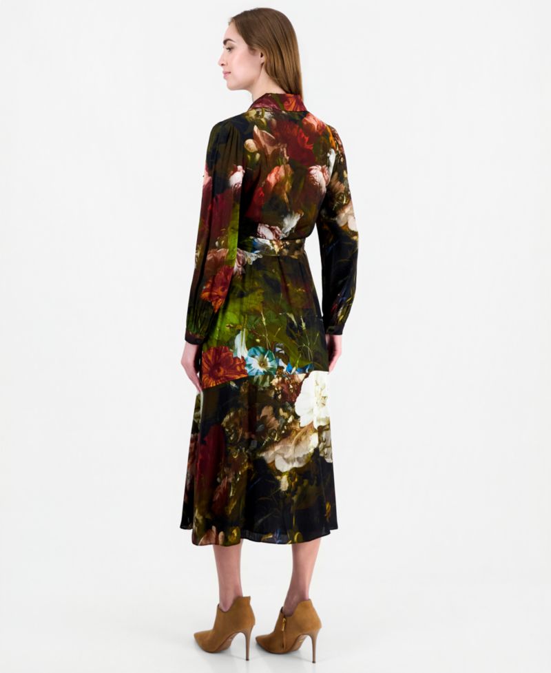 Women's Mika Long-Sleeve Floral-Print Midi Dress
