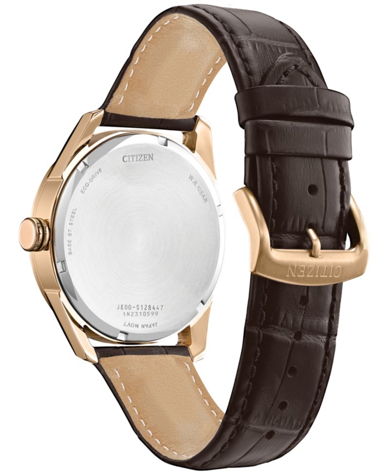 Eco-Drive Men's Brown Leather Strap Watch 42mm