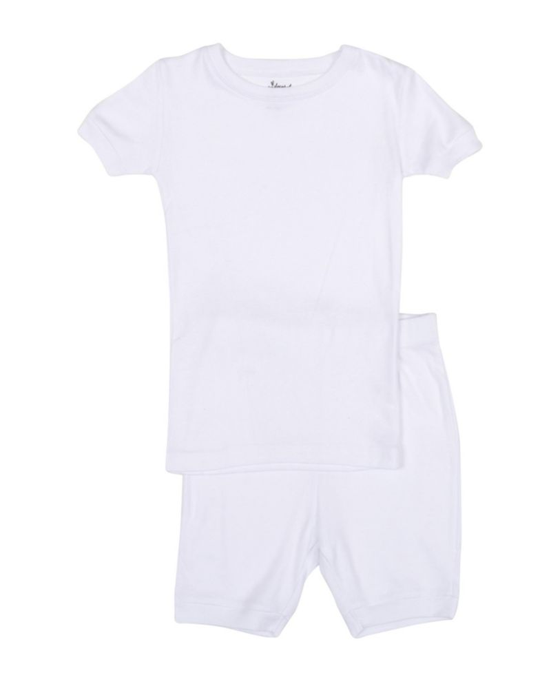 Toddler Matching Family Two Piece Cotton Short Sleeve Shirt and Shorts Solid Color Pajamas 2T-5T