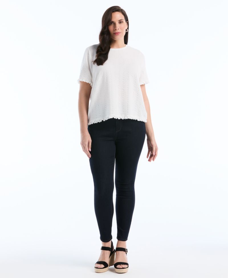 Petite Puckered Ruffle Short-Sleeve Top