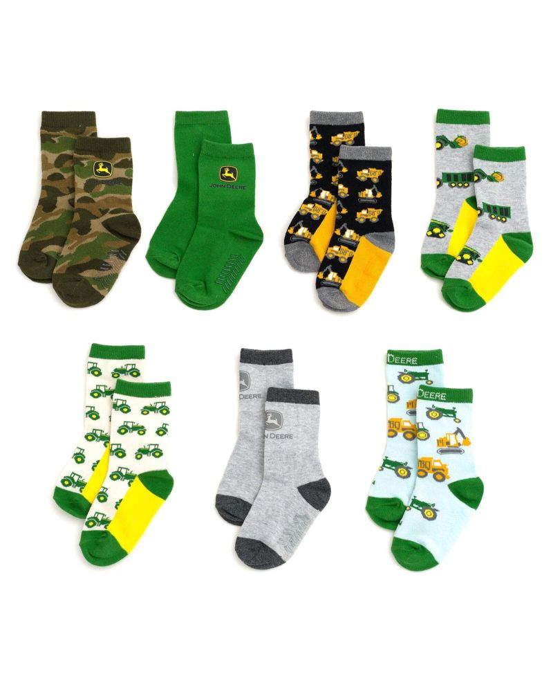 Little Boys' ( 4 -6 ) Non-Slip Grip 7-Pack Crew Socks