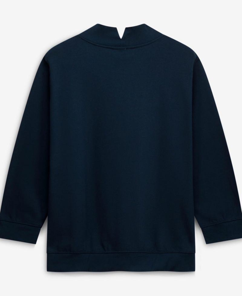 Women's '47 Navy Denver Broncos Plus Size Vantage Mock Neck Pullover