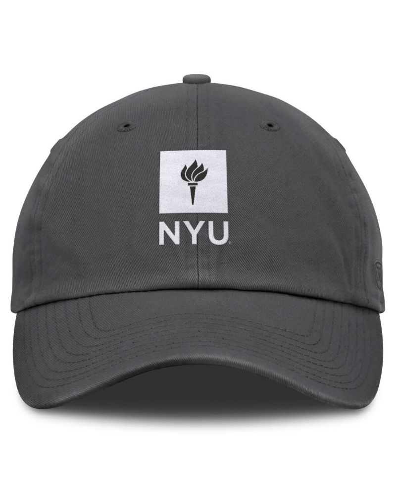 Men's Heather Charcoal NYU Violets Team Logo Washed Adjustable Hat