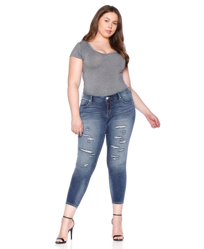 Plus Size Mid Rise Ankle Skinny Jeans