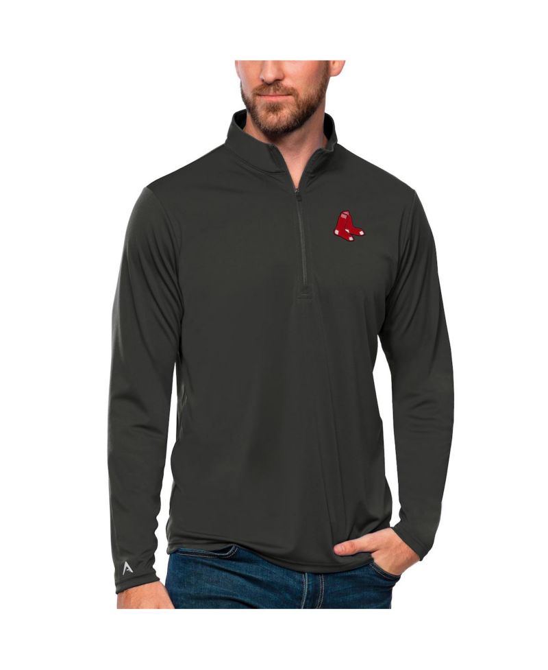 Men's Charcoal Boston Red Sox Tribute Quarter-Zip Pullover Top