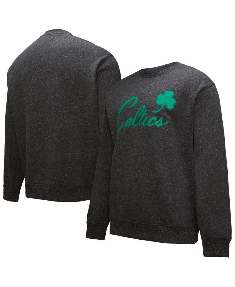 Men's Black Boston Celtics Hardwood Classics Blackout Collection Snow Washed Pullover Sweatshirt