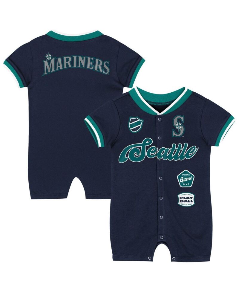 Baby Boys and Girls Navy Seattle Mariners Pinch Coverall