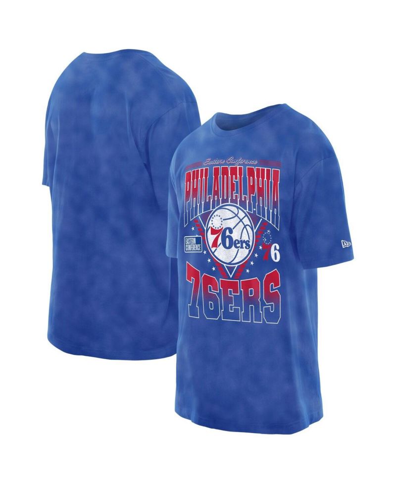 Men's Royal Philadelphia 76ers Boxy Old School Sport Vintage Wash T-Shirt