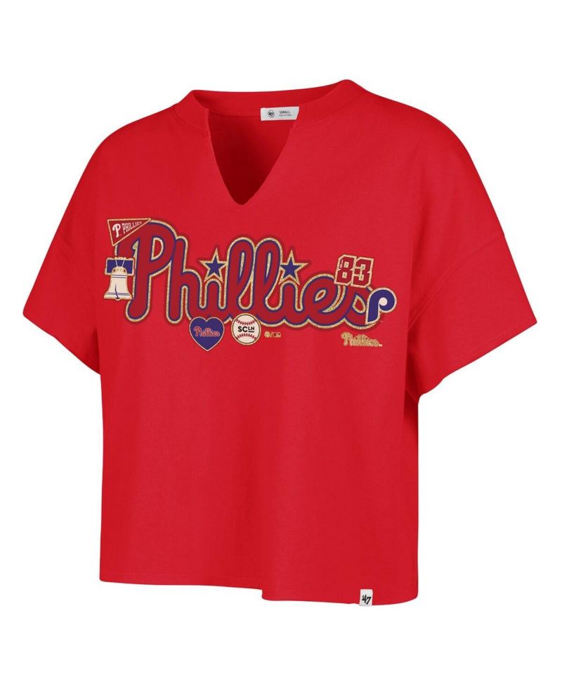 Stoney Clover Lane X Women's Red Philadelphia Phillies Oversized Notch Neck T-Shirt