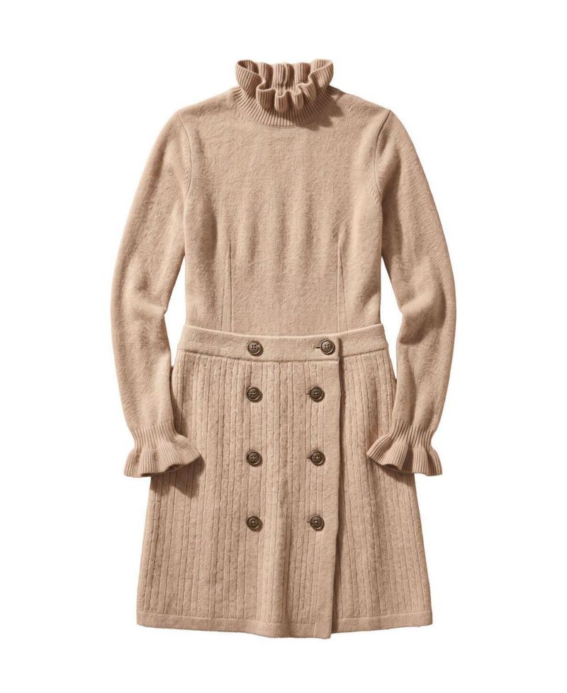 Big Girls (6-12) Organic Mock Neck Ruffle Edge Sweater Dress