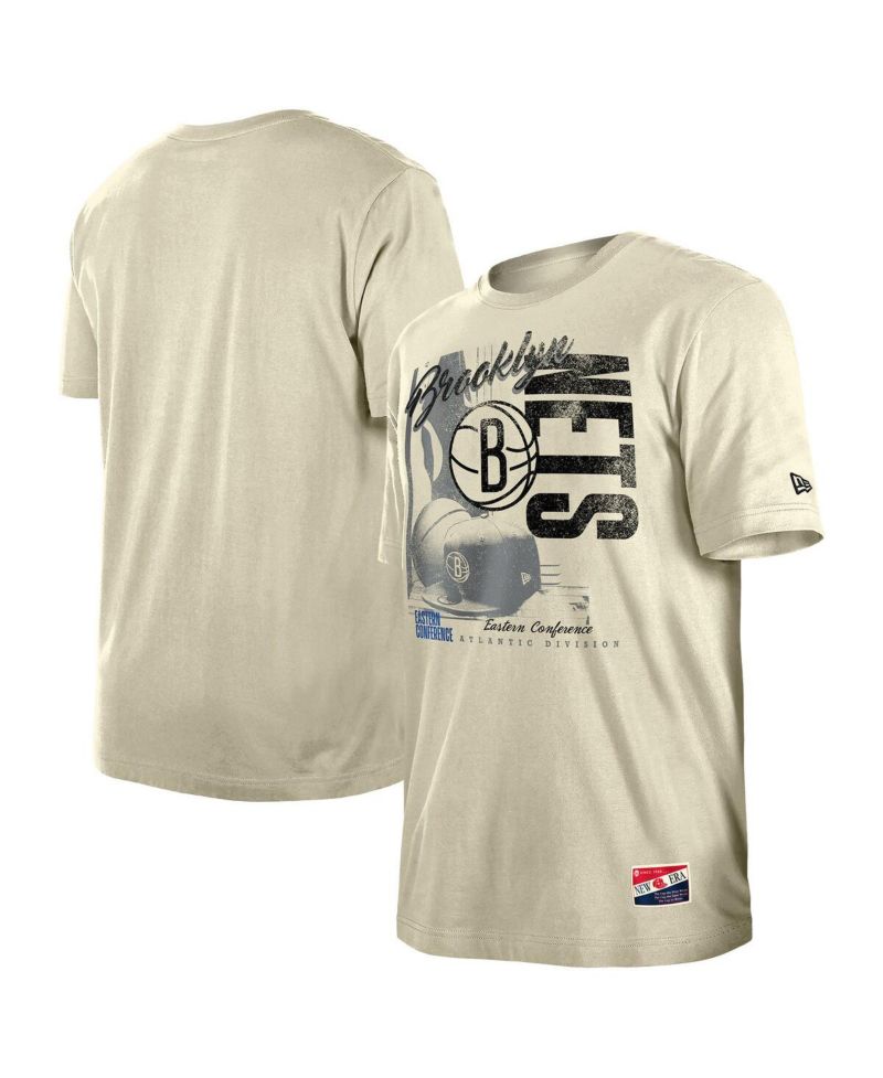 Men's Cream Brooklyn Nets Distressed Throwback Vintage Color Pack T-Shirt