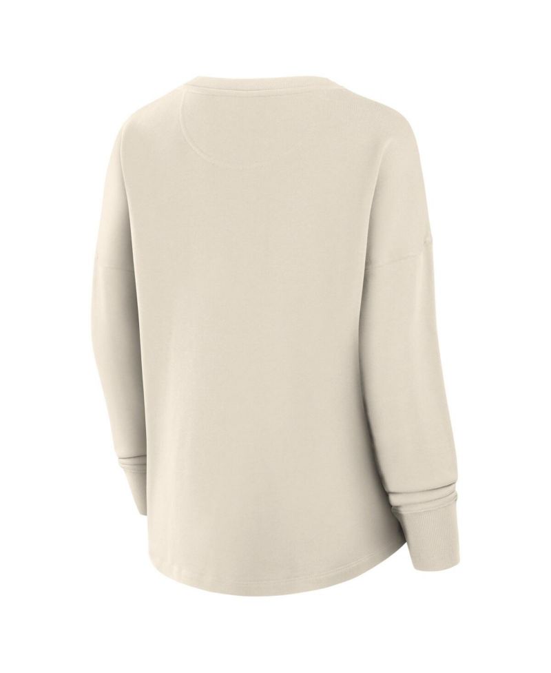 Women's Cream Nashville Predators Oversized Slice Pullover Sweatshirt