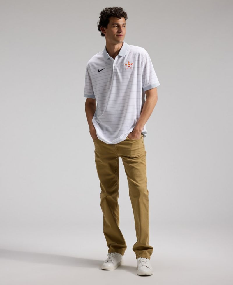 Men's White Houston Astros Authentic Collection Striped Victory Dri-FIT Polo Shirt