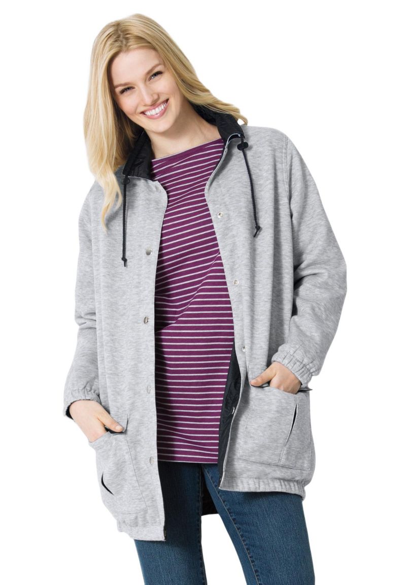 Plus Size Fleece Nylon Reversible Jacket