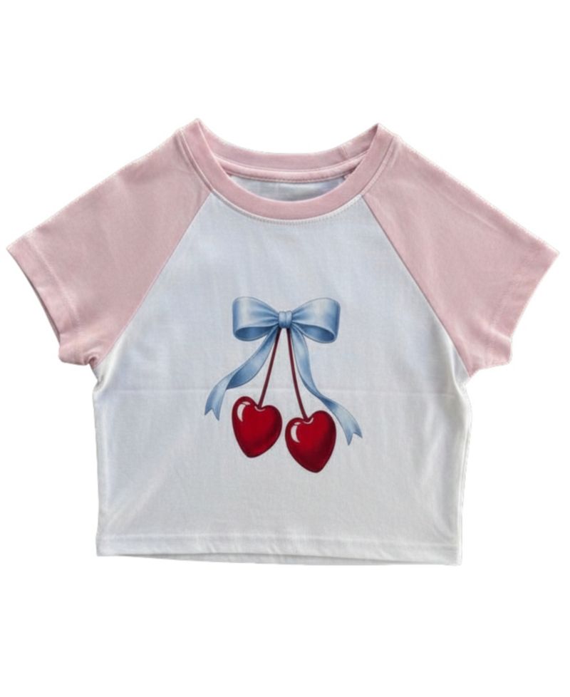 Girls' 7-16 Print Raglan Sleeve Crewneck T-Shirt