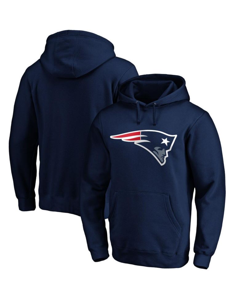 Men's Navy New England Patriots Primary Logo Fitted Pullover Hoodie