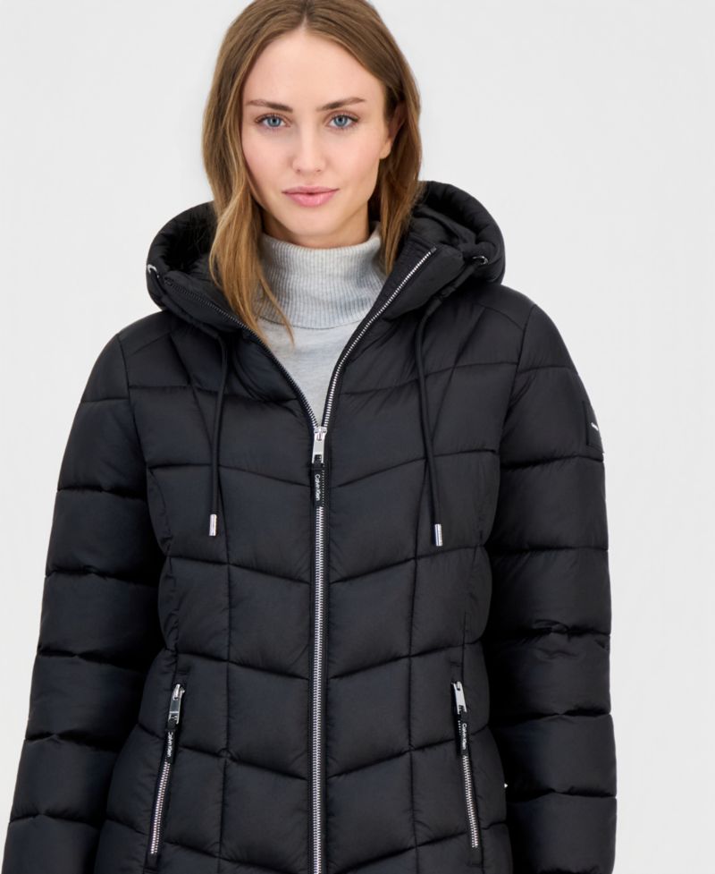 Women's Packable Hooded Drawstring Puffer Jacket