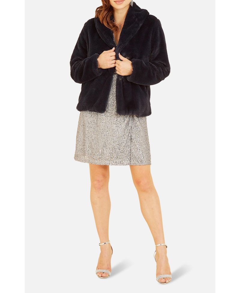 Women's Short Wrap Faux Fur Coat