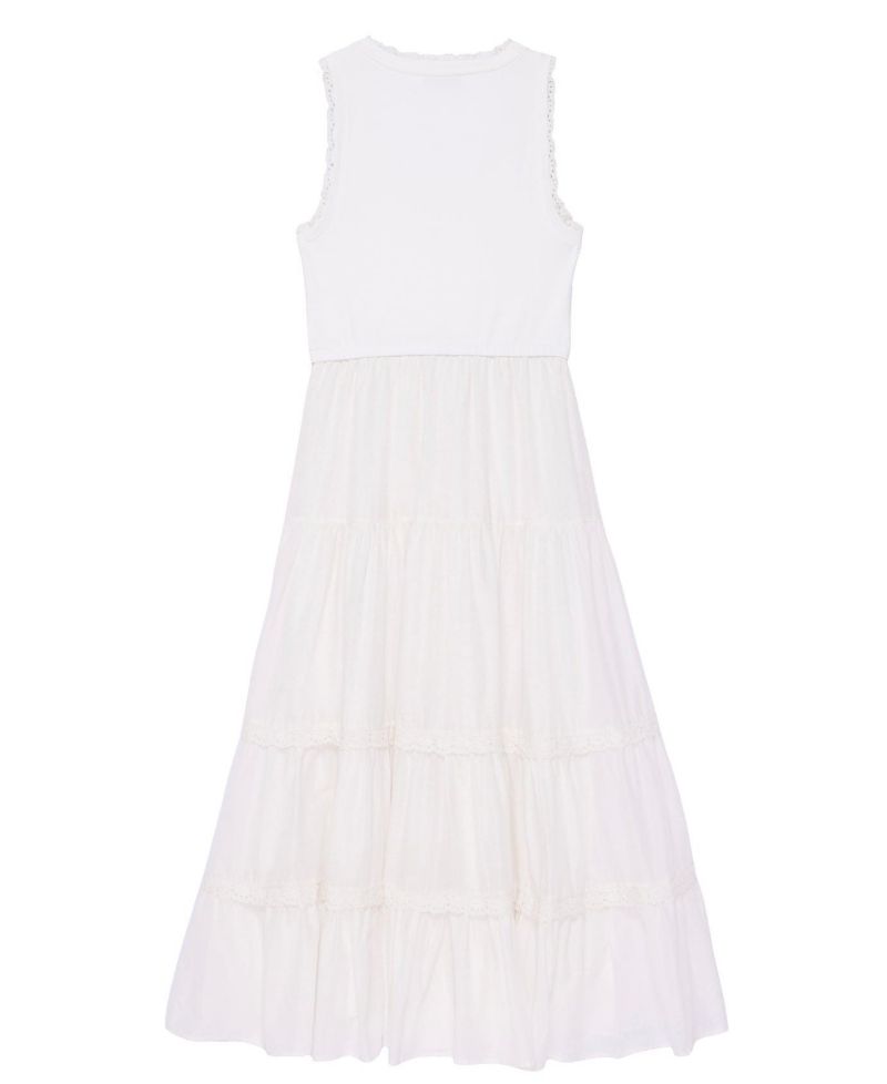Women's Crochet Trim Tiered Sleeveless Dress