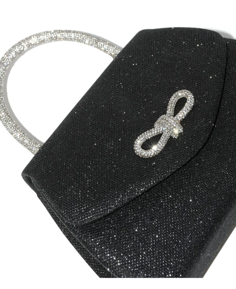 Ladies' Evening Bag with Glitter Handle and Bow