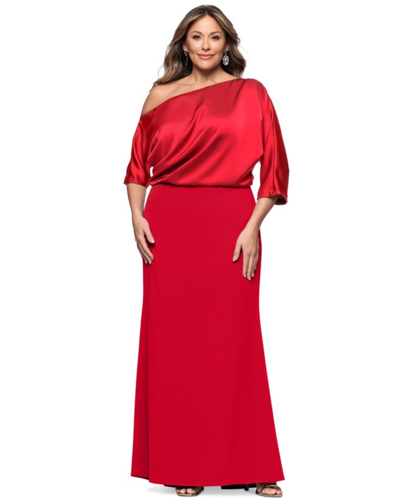 Plus Size Asymmetrical Neck Long Dress