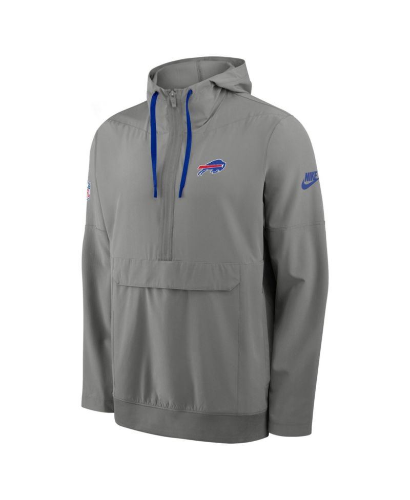 Men's Gray Buffalo Bills Sideline Broken Rules Alternate Anorak Half-Zip Hoodie