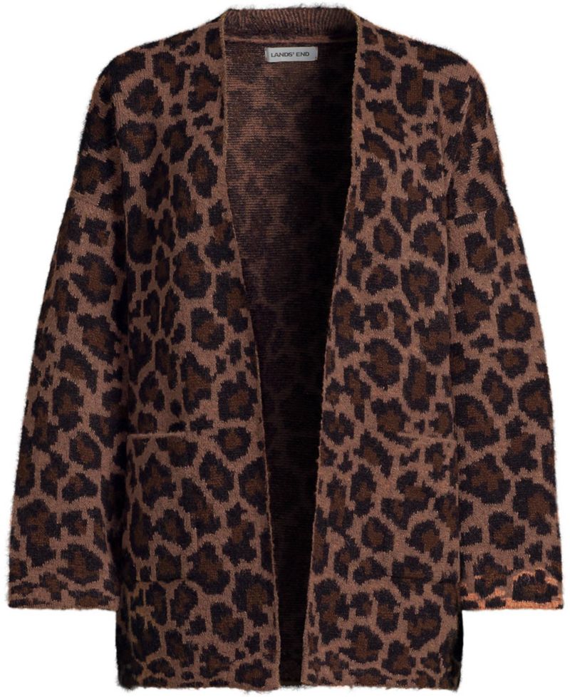 Women's Fuzzy Jacquard Cardigan Jacket Sweater