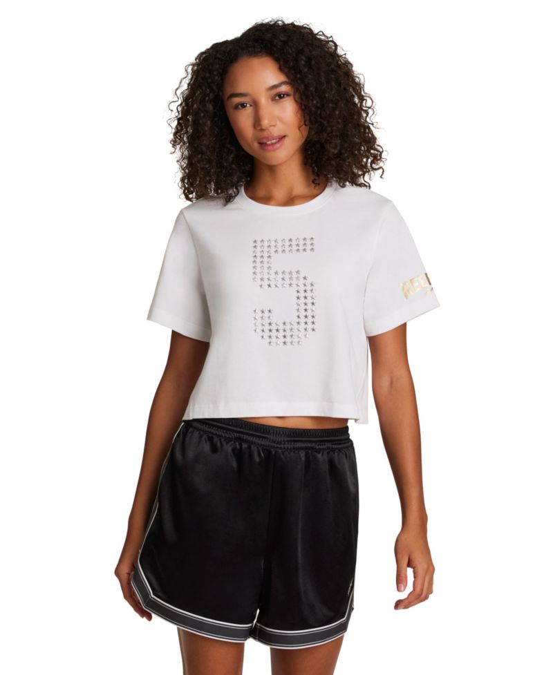 Women's Cropped Basketball Graphic T-Shirt