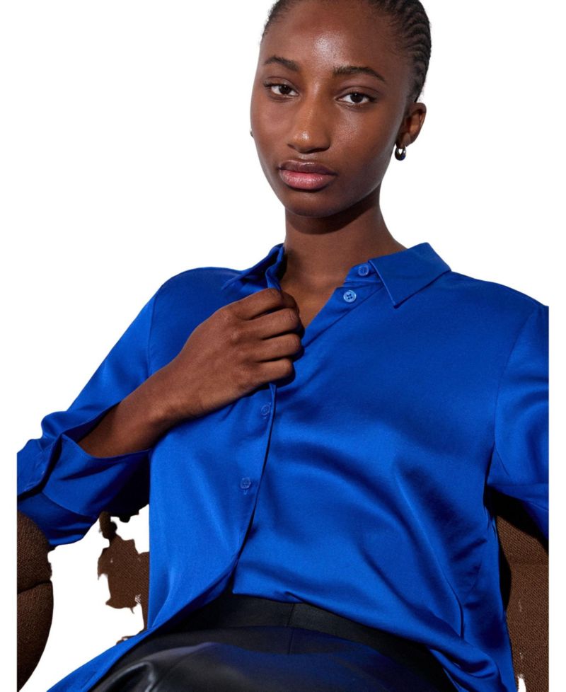 Women's Satin Collared Shirt