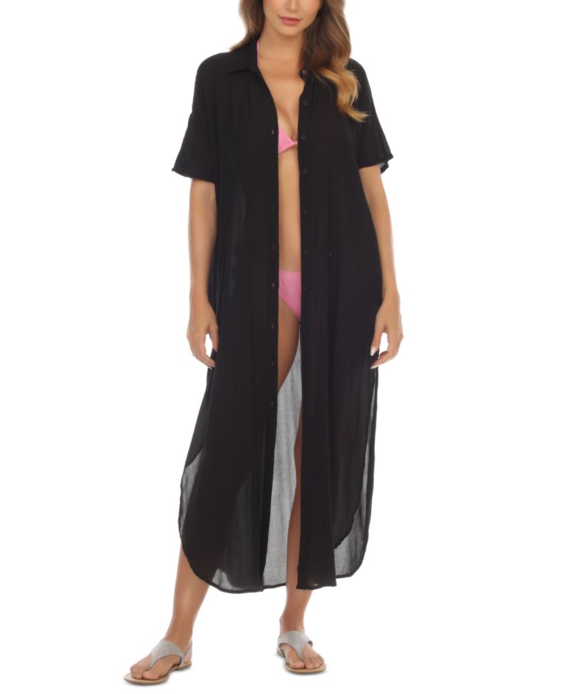 Women's Button-Down Maxi Dress Cover-Up
