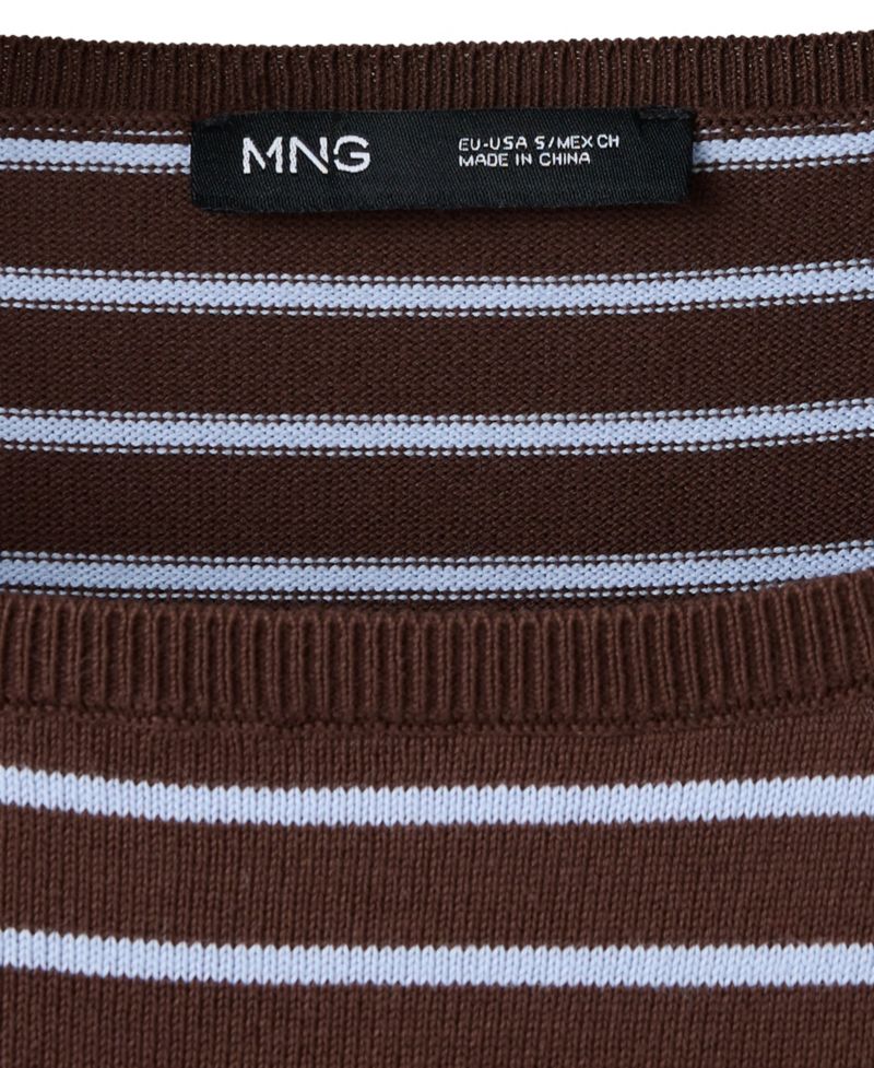 Women's Striped Long-Sleeve Crewneck Cotton-Blend Sweater
