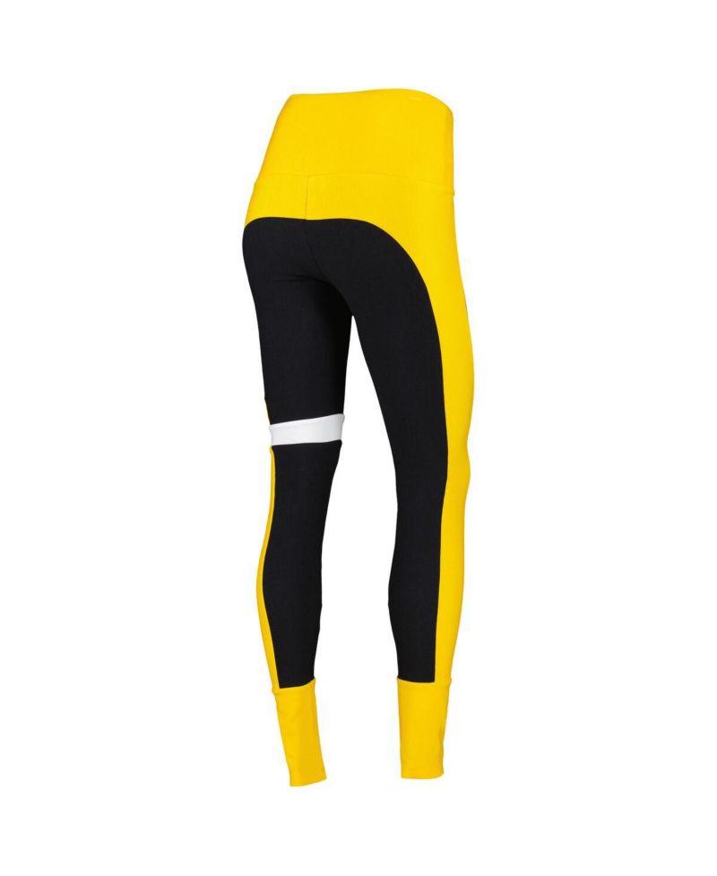 Women's Black, Gold Pittsburgh Steelers Colorblock Tri-Blend Leggings