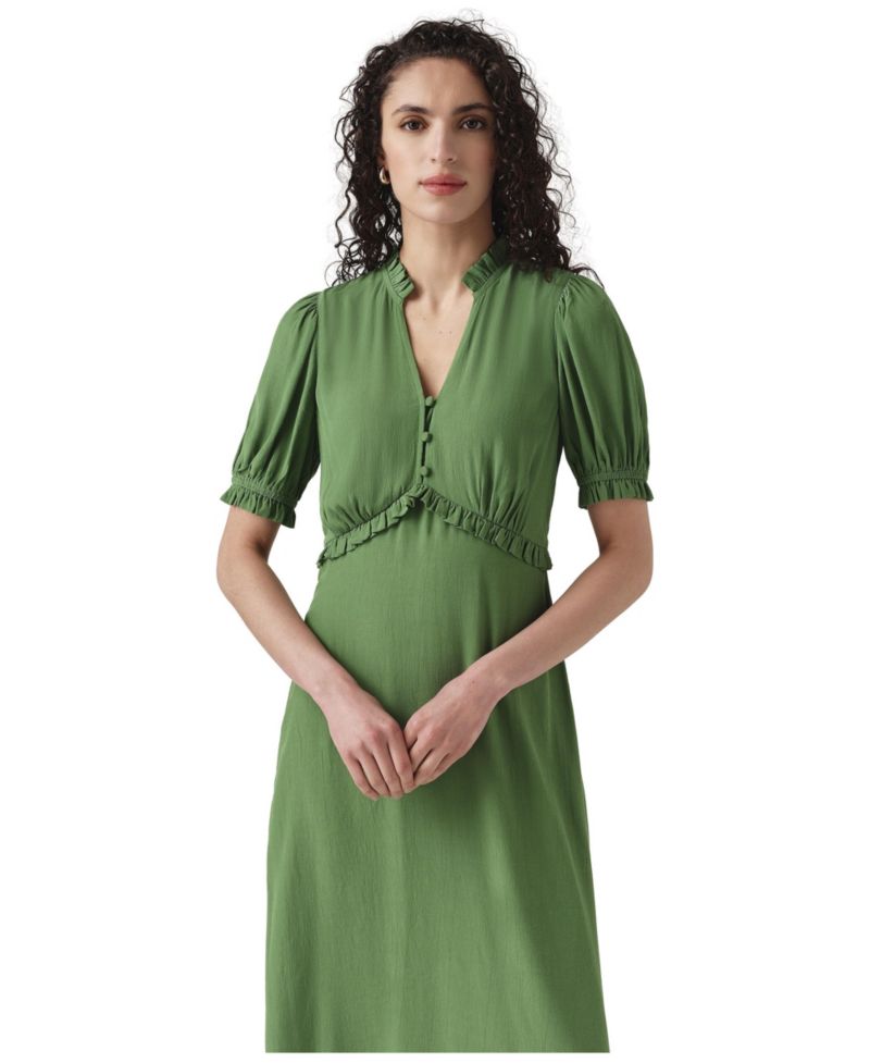 Women's Jolene Empire Waist Puff Sleeve V-Neck Midi Dress