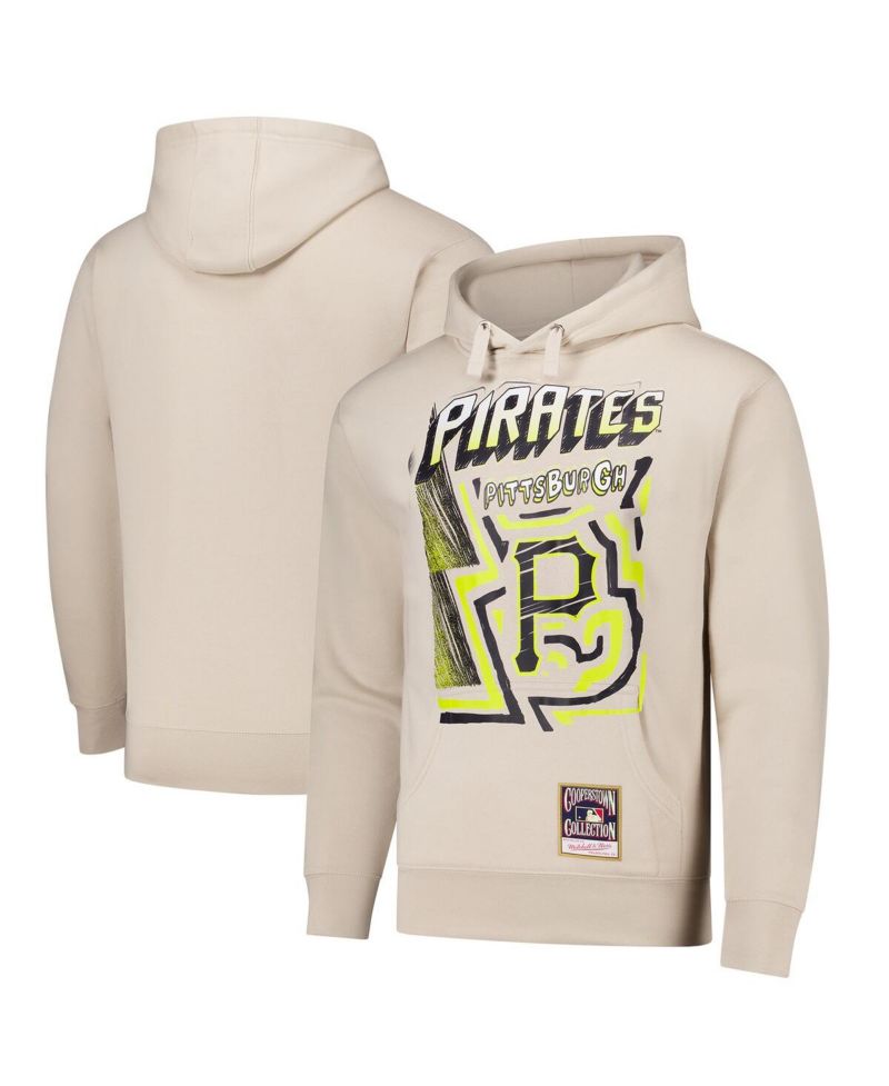 Men's Cream Pittsburgh Pirates Sidewalk Sketch Pullover Hoodie