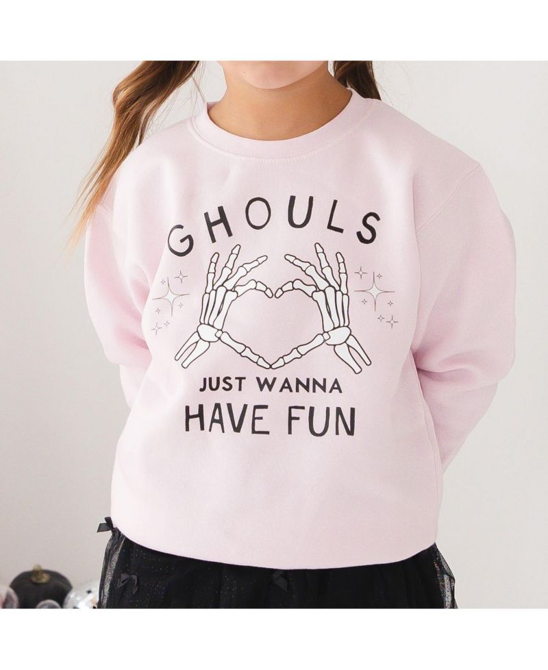 Girls' 4-16 Ghouls Just Wanna Have Fun Halloween Crewneck Long-Sleeve Sweatshirt