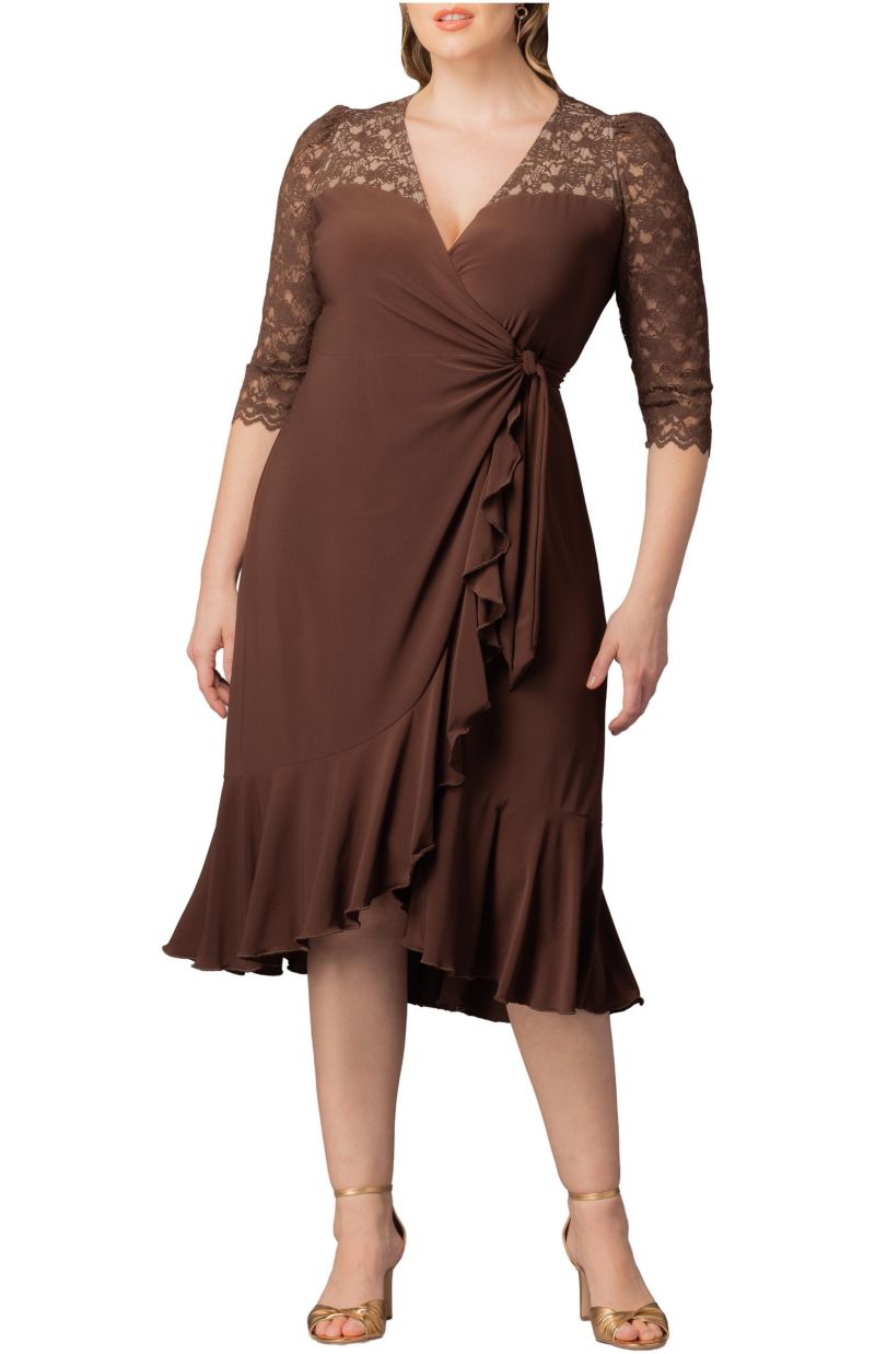 Plus Size Lavish Lace Wrap Dress
