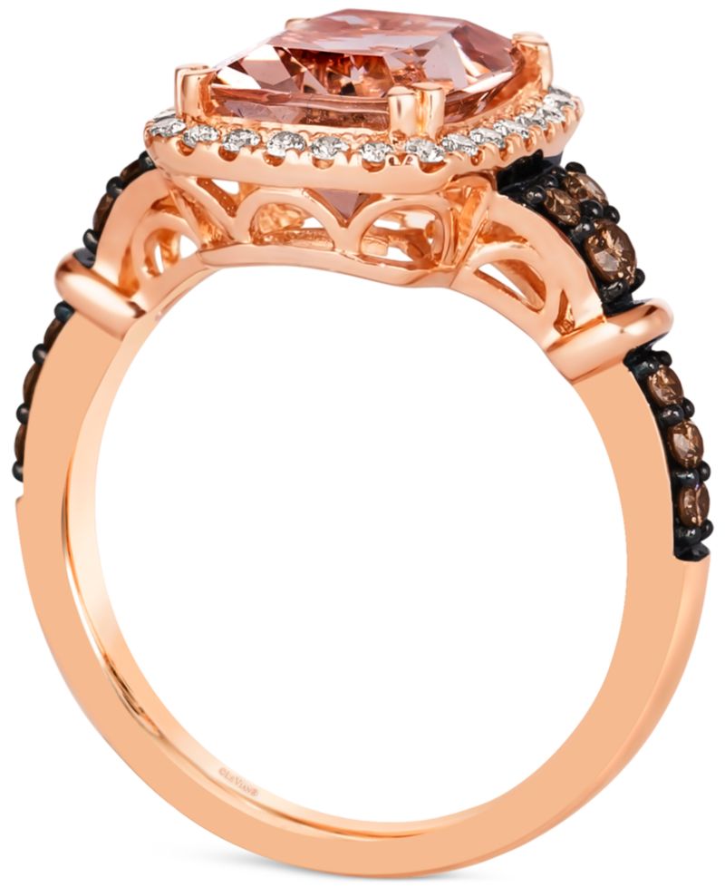 Peach Morganite (2-1/4 ct. t.w.) & Diamond (3/8 ct. t.w.) Halo Ring in 14k Rose Gold