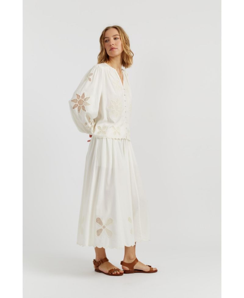 Women's Linen-Blend Broderie Blouse