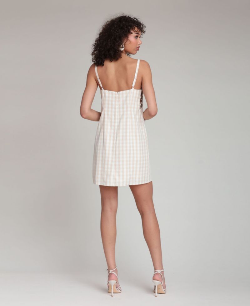 Women's Gingham Square-Neck Mini Dress