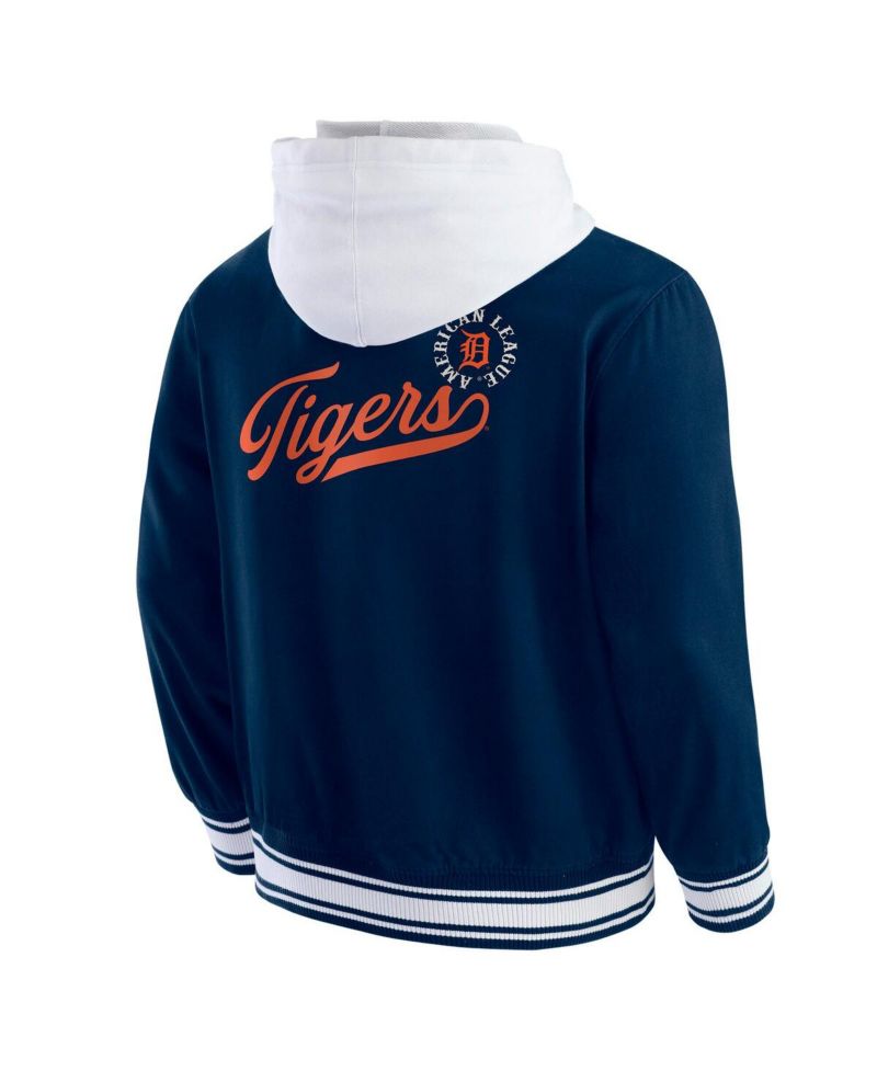Men's Navy Detroit Tigers Full-Snap Hooded Jacket
